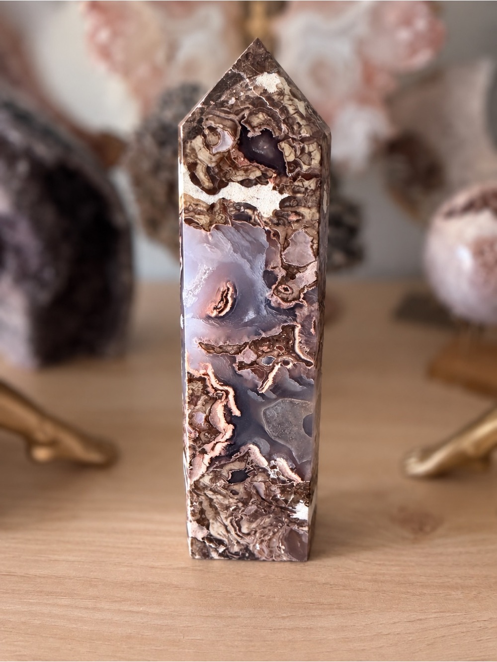 Gorgeous Money Agate Natural Crystal Tower